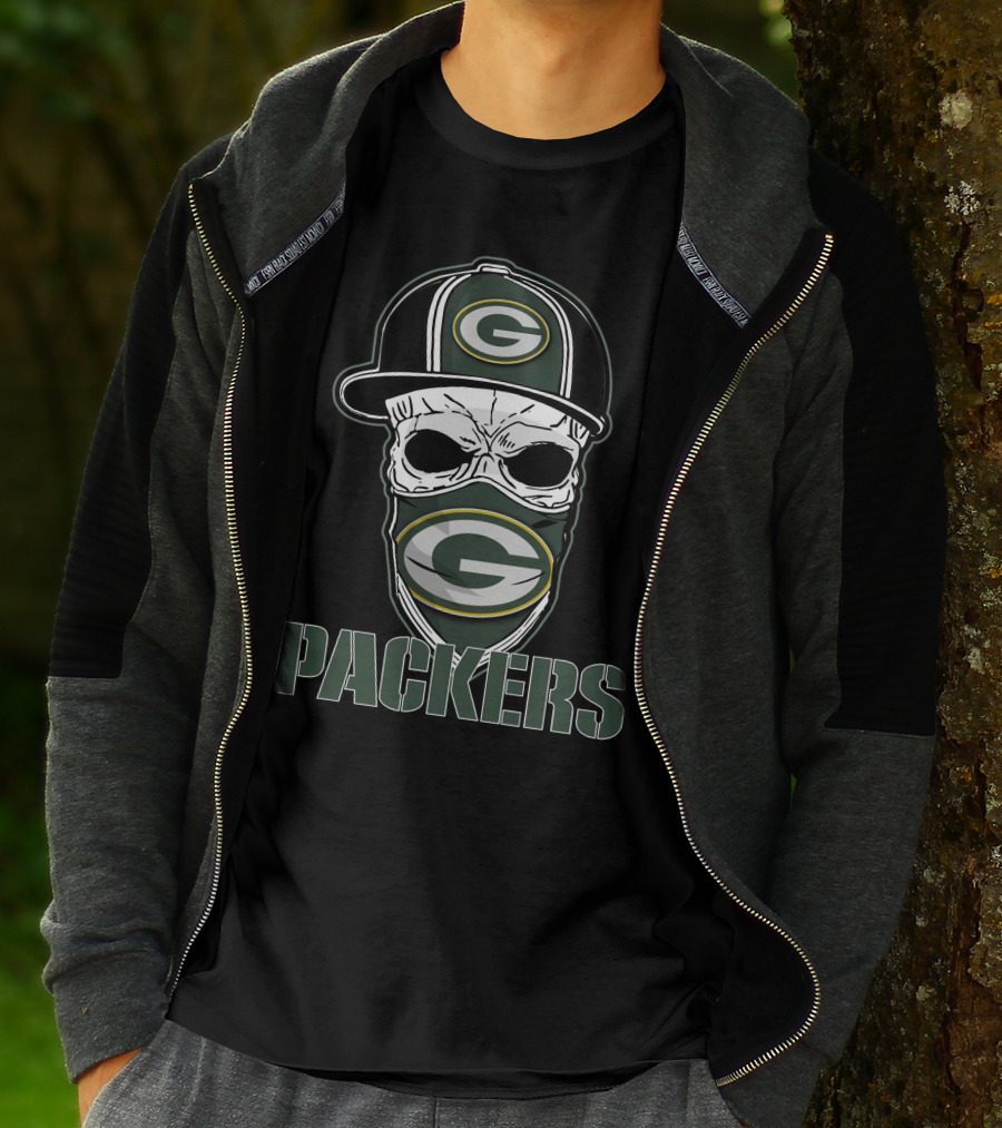 Skull Hat Green Bay Packers G Mask Packers T-Shirt
