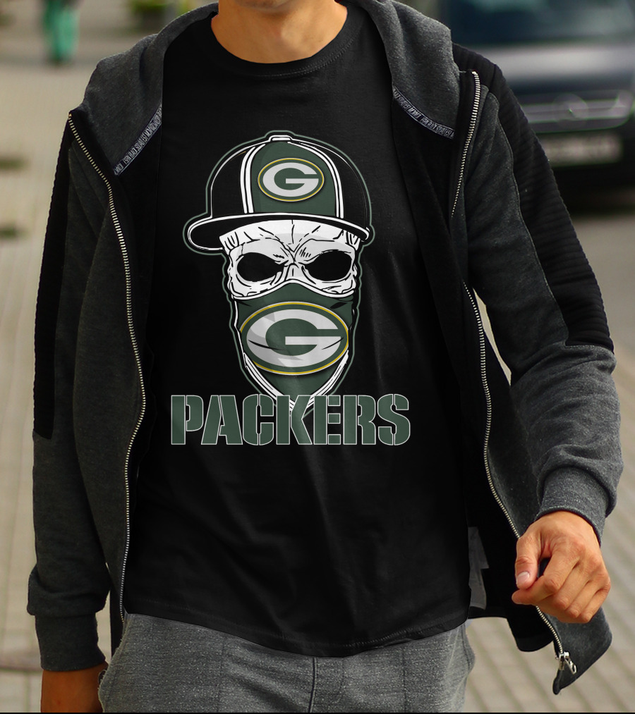 Skull Hat Green Bay Packers G Mask Packers T-Shirt