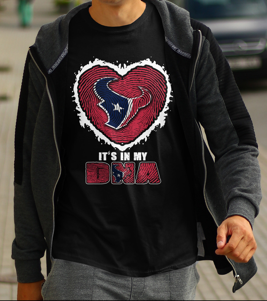 Houston Texans Heart Thumbprint Logo It's In My Dna T-Shirt