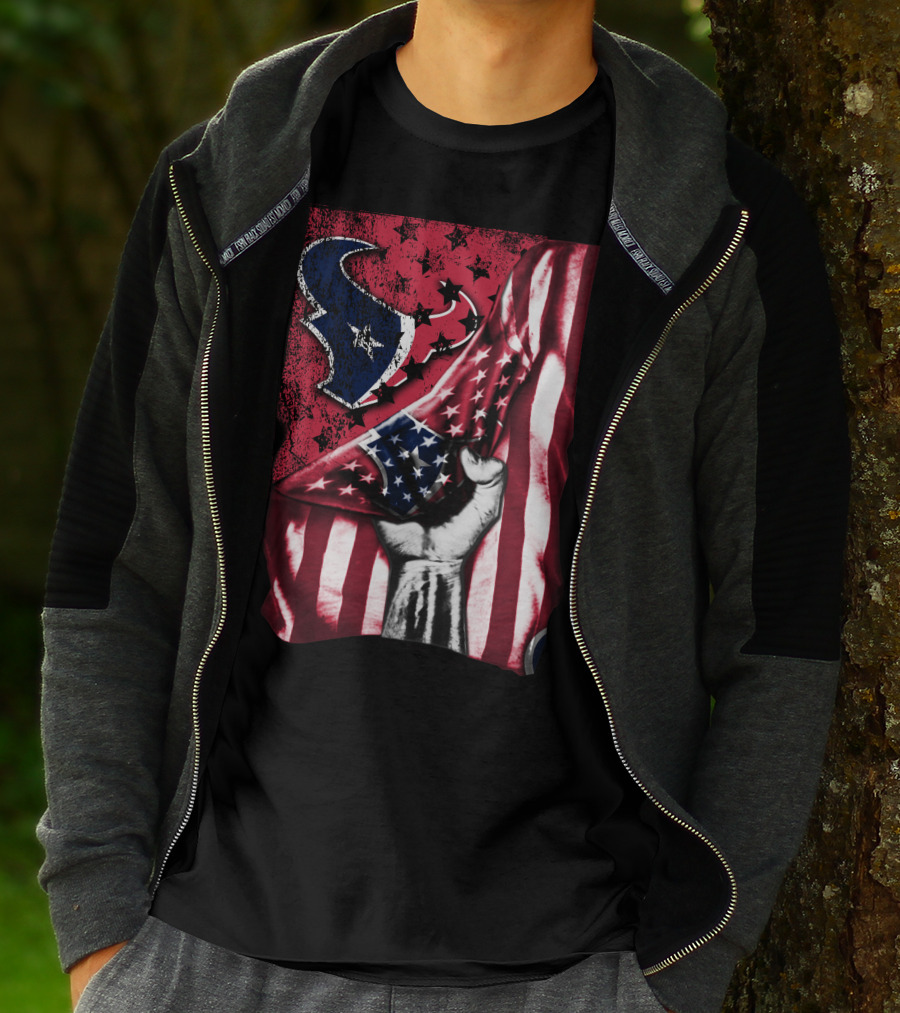 Patriotic Houston Texans Stars And Stripes Flag T-Shirt