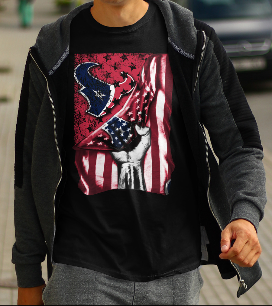 Patriotic Houston Texans Stars And Stripes Flag T-Shirt