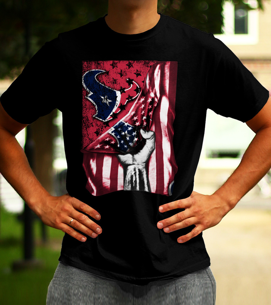 Patriotic Houston Texans Stars And Stripes Flag T-Shirt