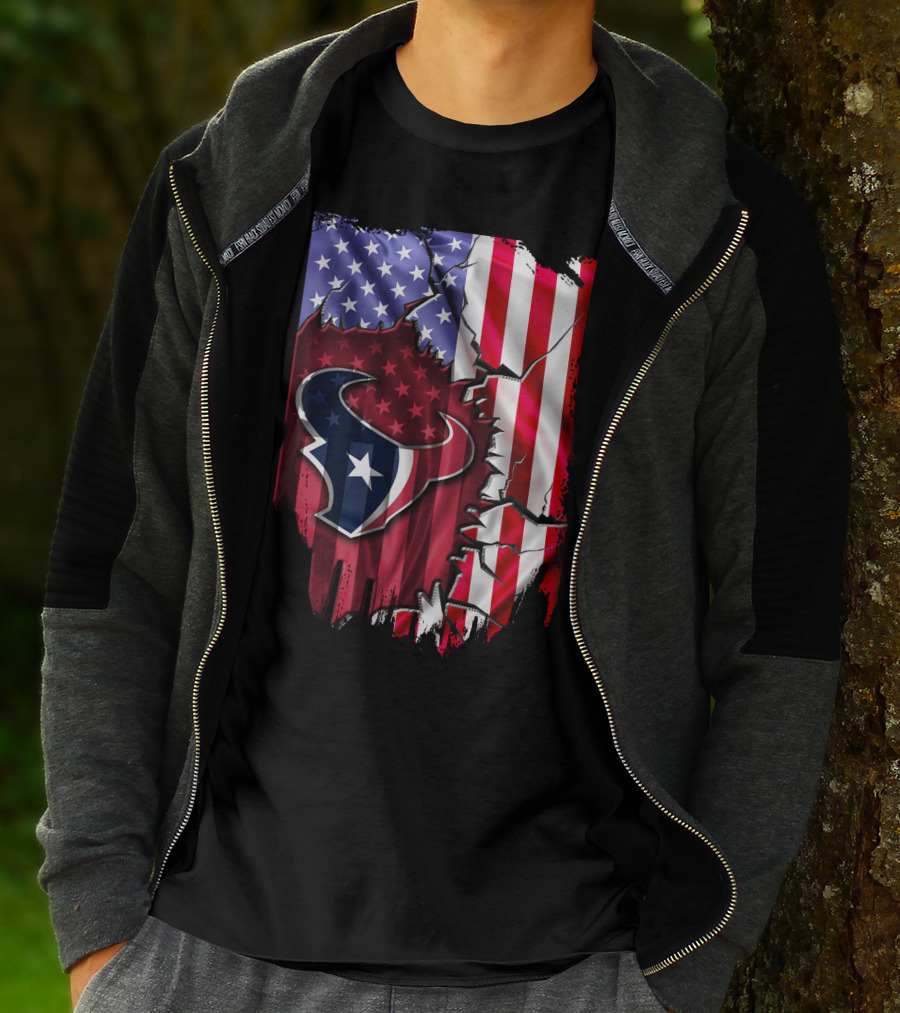 American Flag Houston Texans Logo Burst T-Shirt