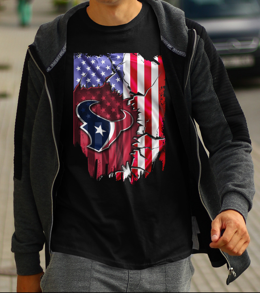 American Flag Houston Texans Logo Burst T-Shirt