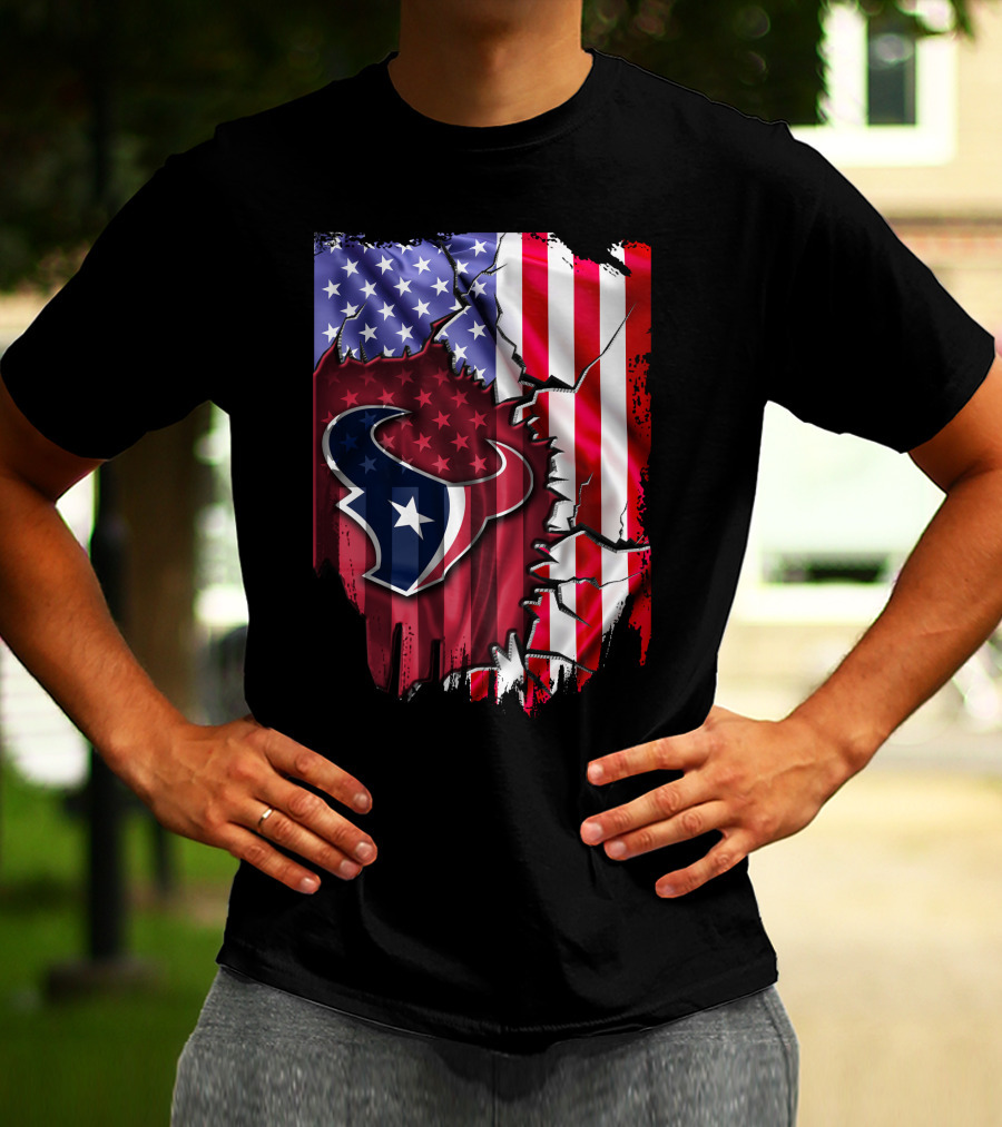 American Flag Houston Texans Logo Burst T-Shirt