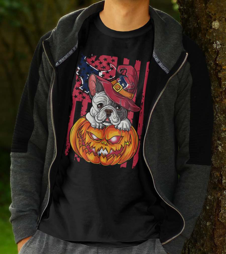 Hlw Bulldog Houston Texans Halloween Pumpkin Background T-Shirt