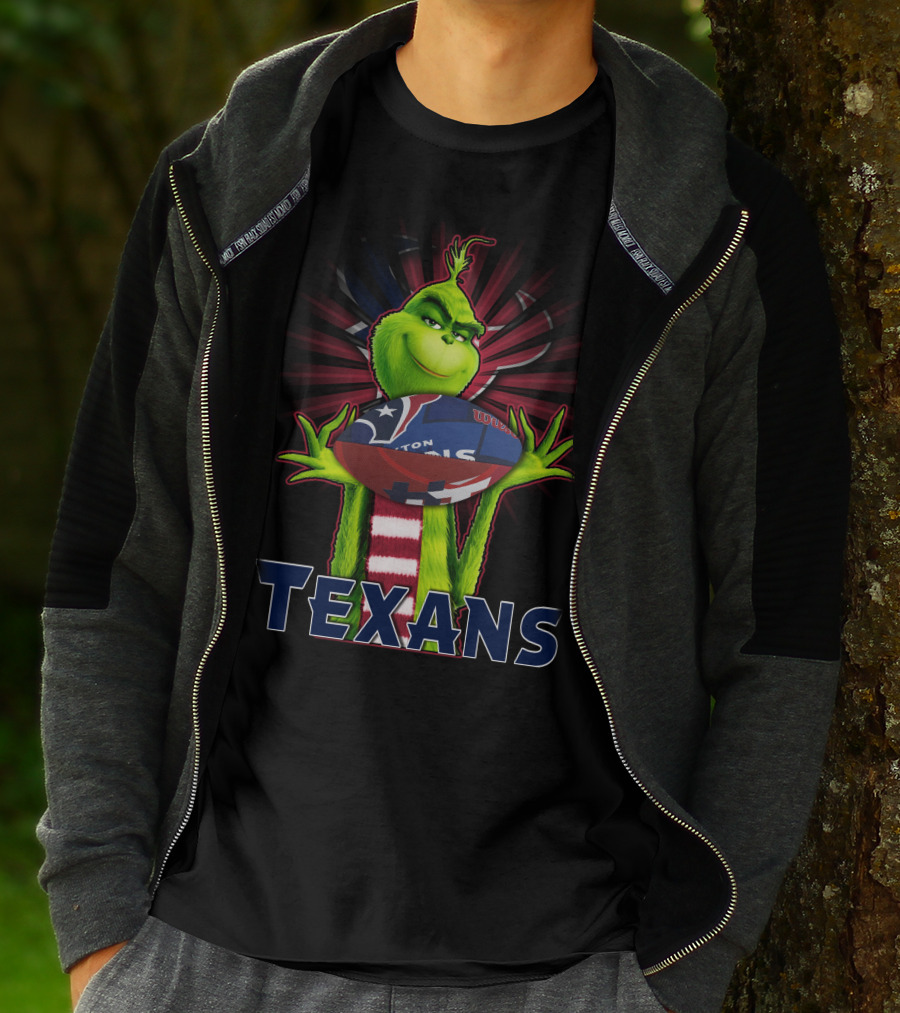 Grinch Holding Houston Texans Football T-Shirt