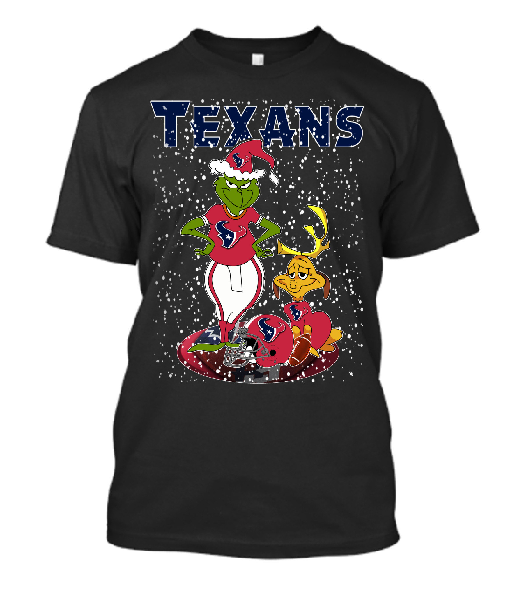 Texans Grinchxmas Festive Football Mashup T-Shirt