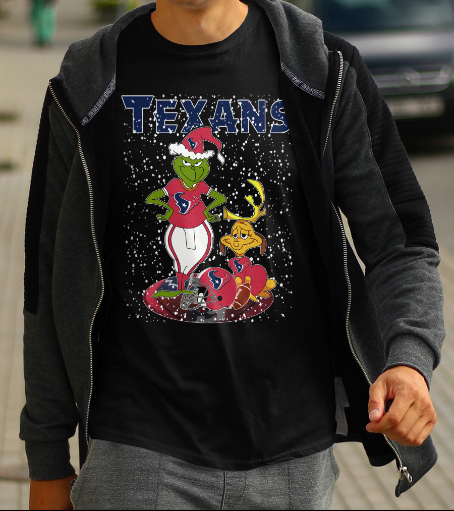 Texans Grinchxmas Festive Football Mashup T-Shirt