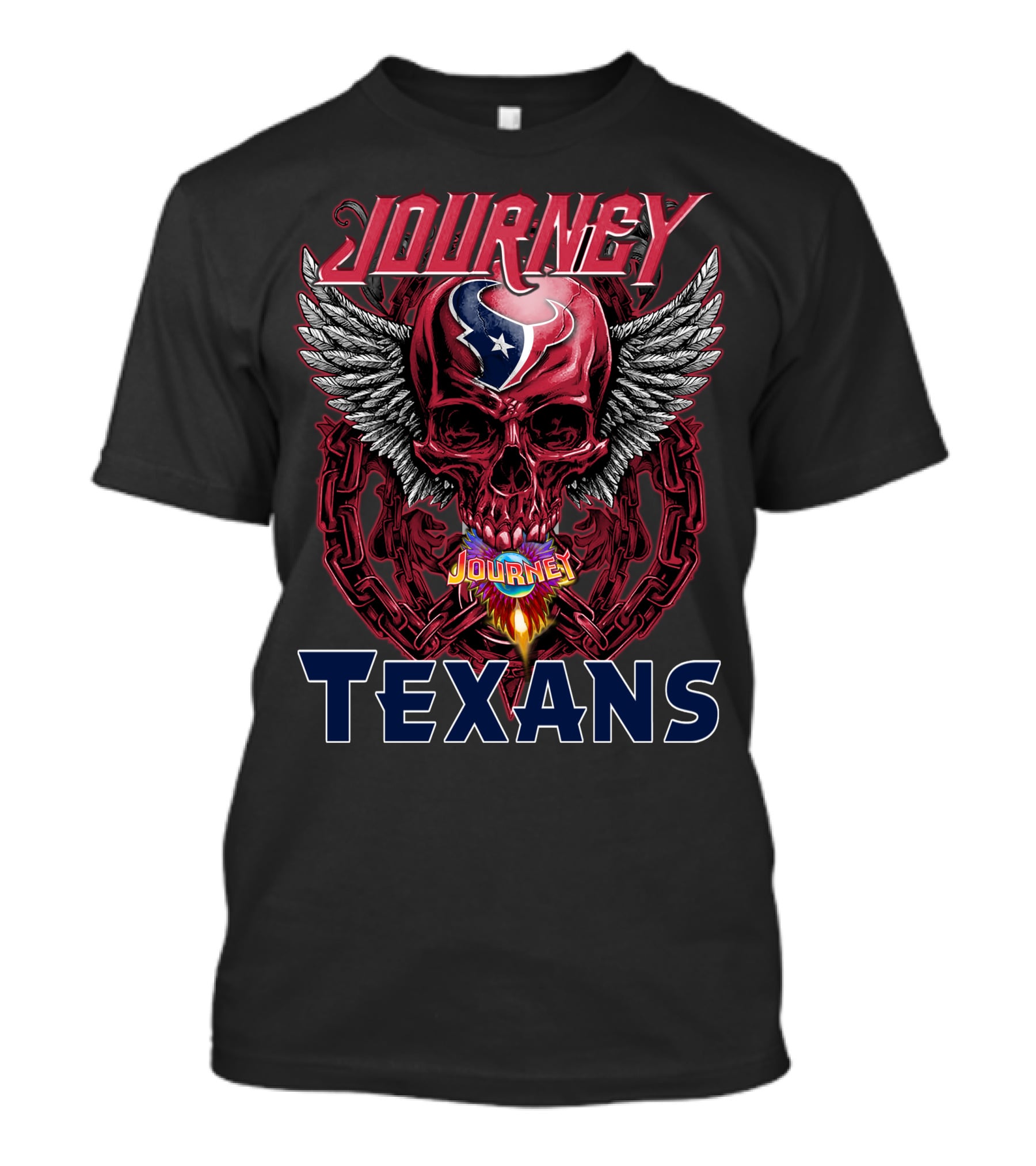 Journey Texans Winged Skull With Houston Logo Motif T-Shirt