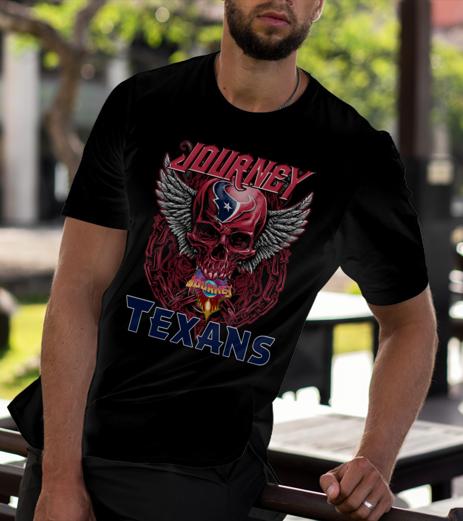 Journey Texans Winged Skull With Houston Logo Motif T-Shirt