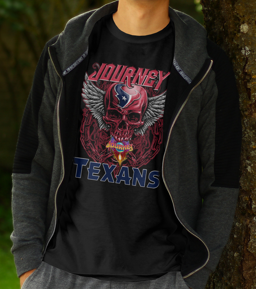Journey Texans Winged Skull With Houston Logo Motif T-Shirt