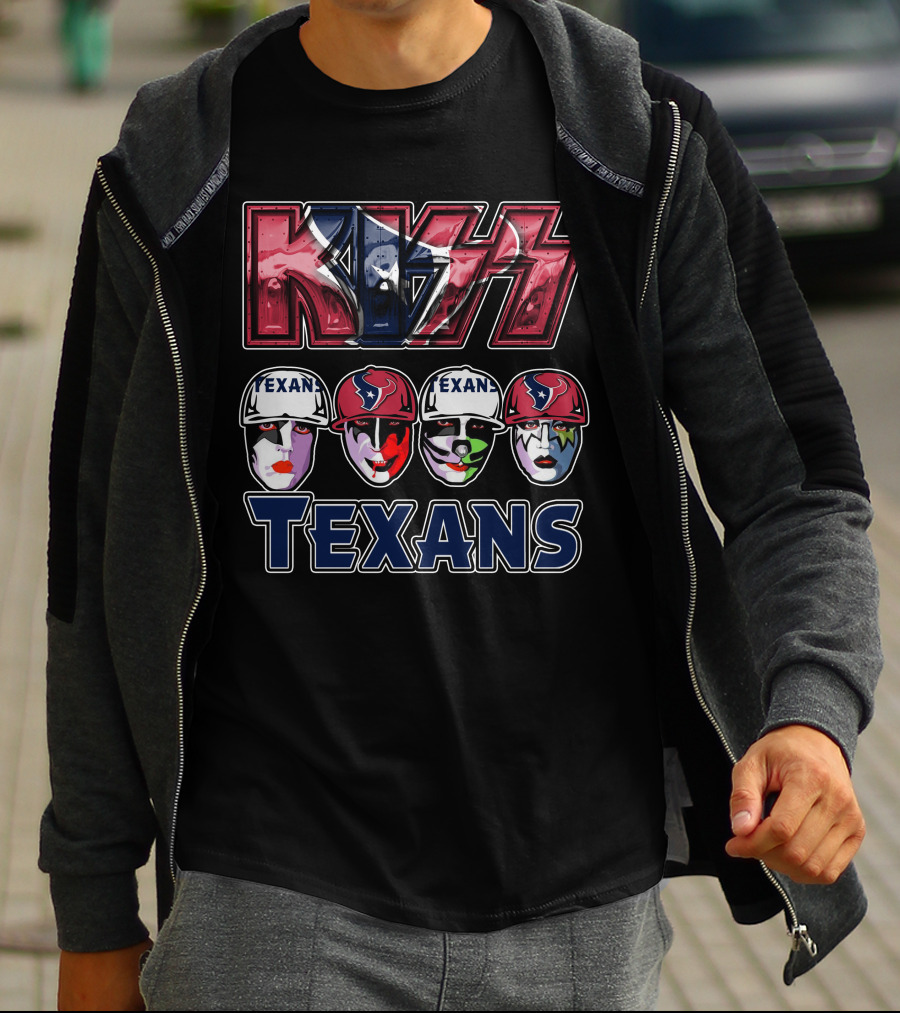 Kiss Houston Texans Rock Band Face Paint Football Fusion T-Shirt