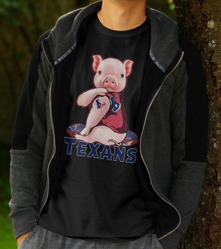 Texans Pig With Texans Logo And Football T-Shirt