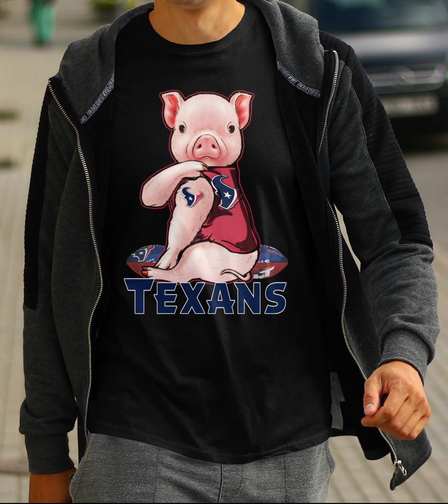 Texans Pig With Texans Logo And Football T-Shirt