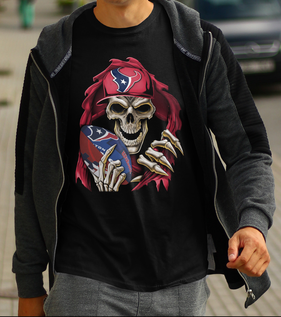 Skullbong Houston Texans Football Skeleton T-Shirt