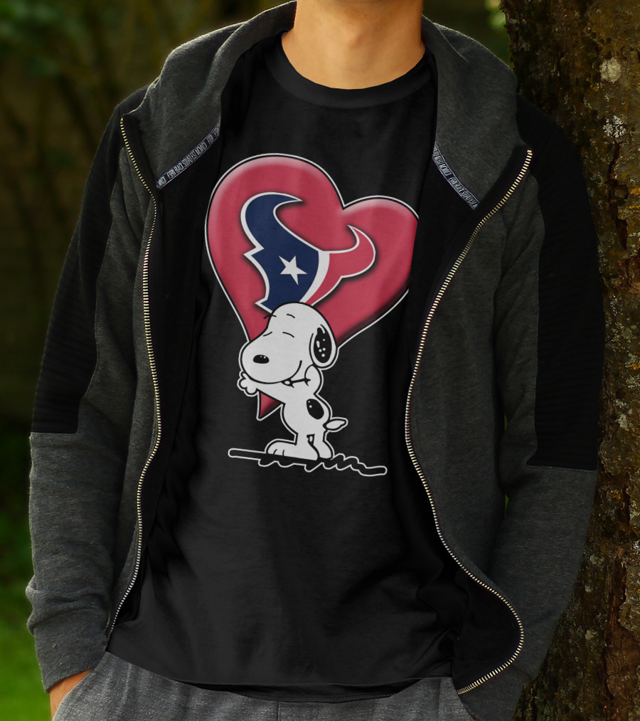Snoopy Hugging Houston Texans Heart T-Shirt