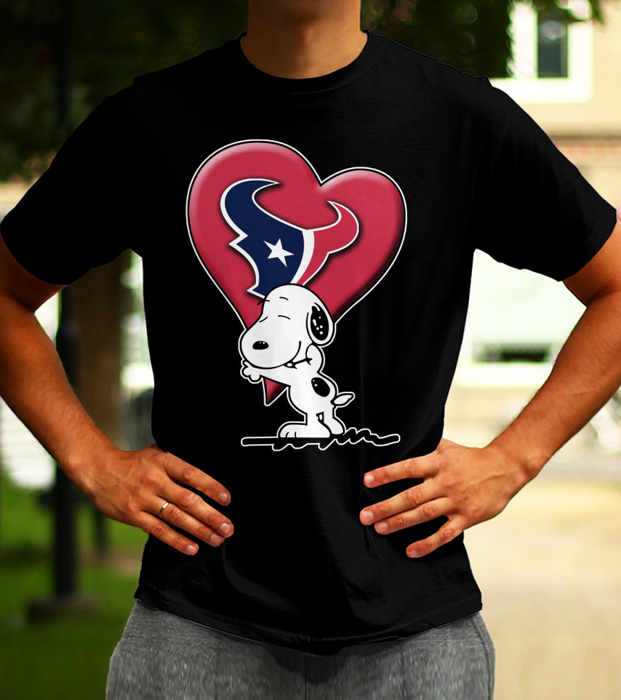 Snoopy Hugging Houston Texans Heart T-Shirt