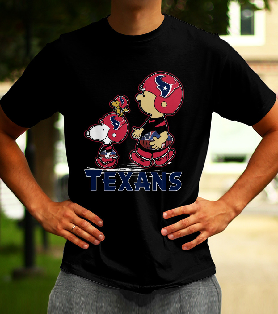 Snpfootball Texas Snoopy And Woodstock With Houston Texans Helmets And Football T-Shirt