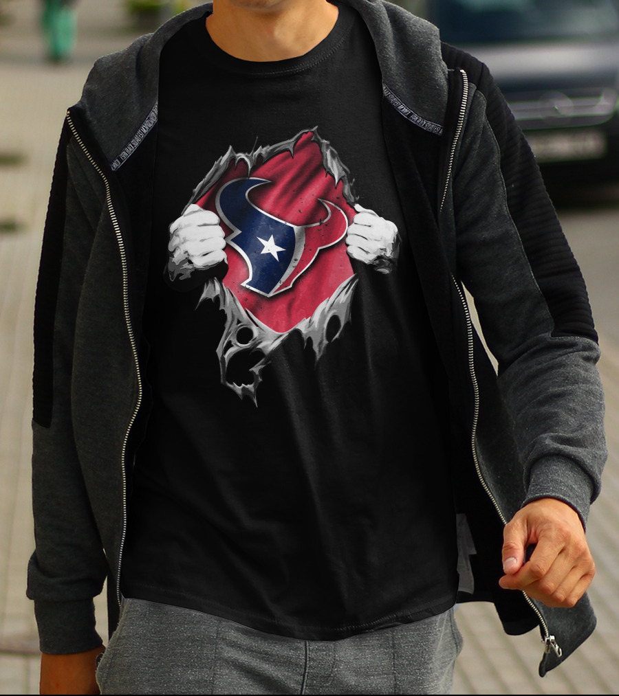 Ripped Houston Texans Logo Concept With Torn Fabric Effect T-Shirt