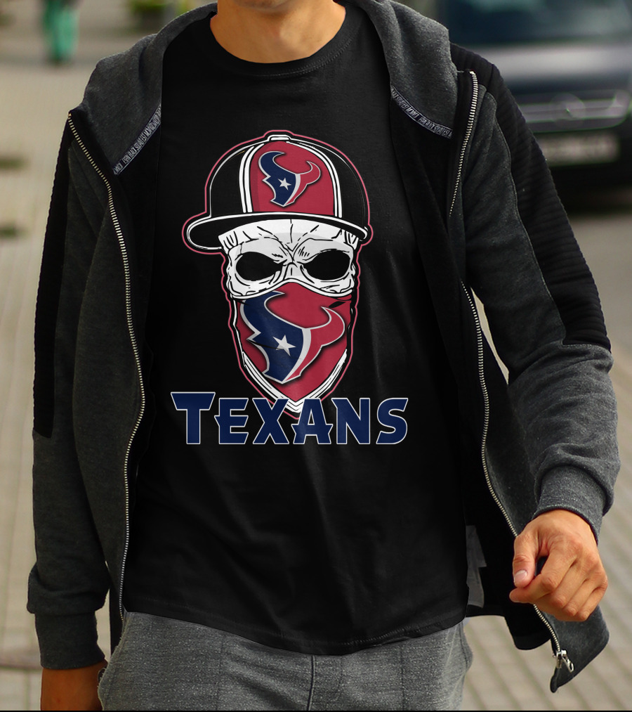 Skull Houston Texans Cap And Bandana T-Shirt