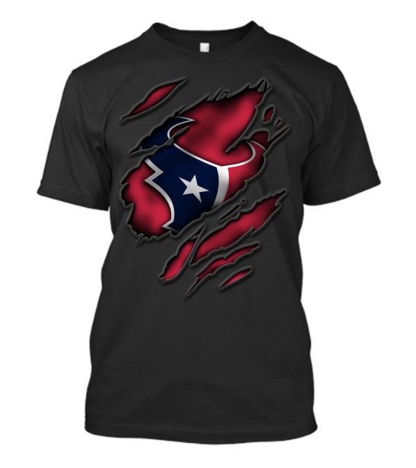 Torn Houston Texans Star Emblem Ripped T-Shirt