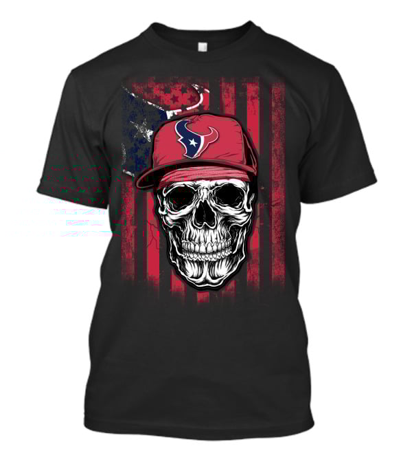 Houston Texans Logo Skull Patriot Flag T-Shirt