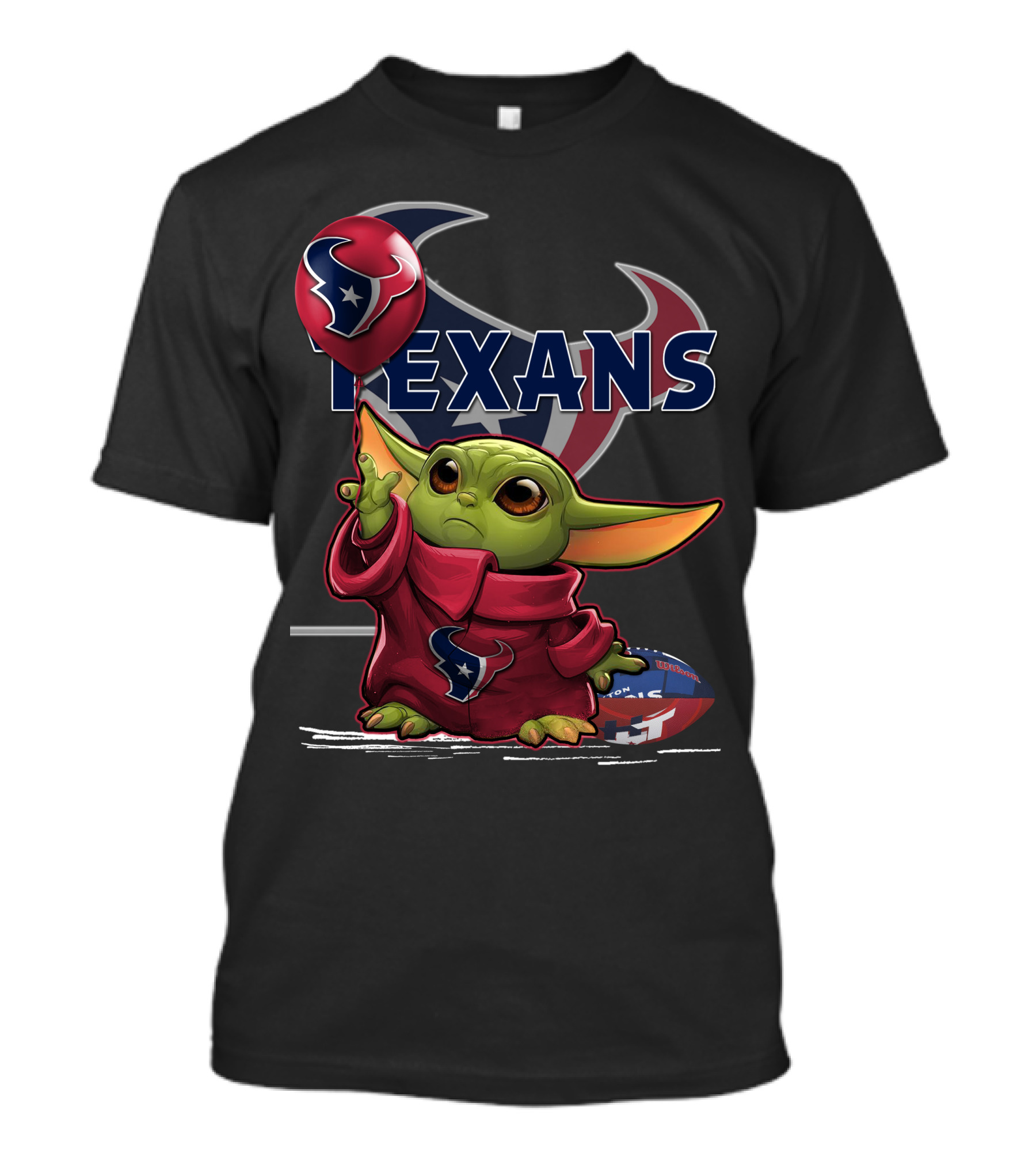 Yoda Houston Texans Balloon Football T-Shirt