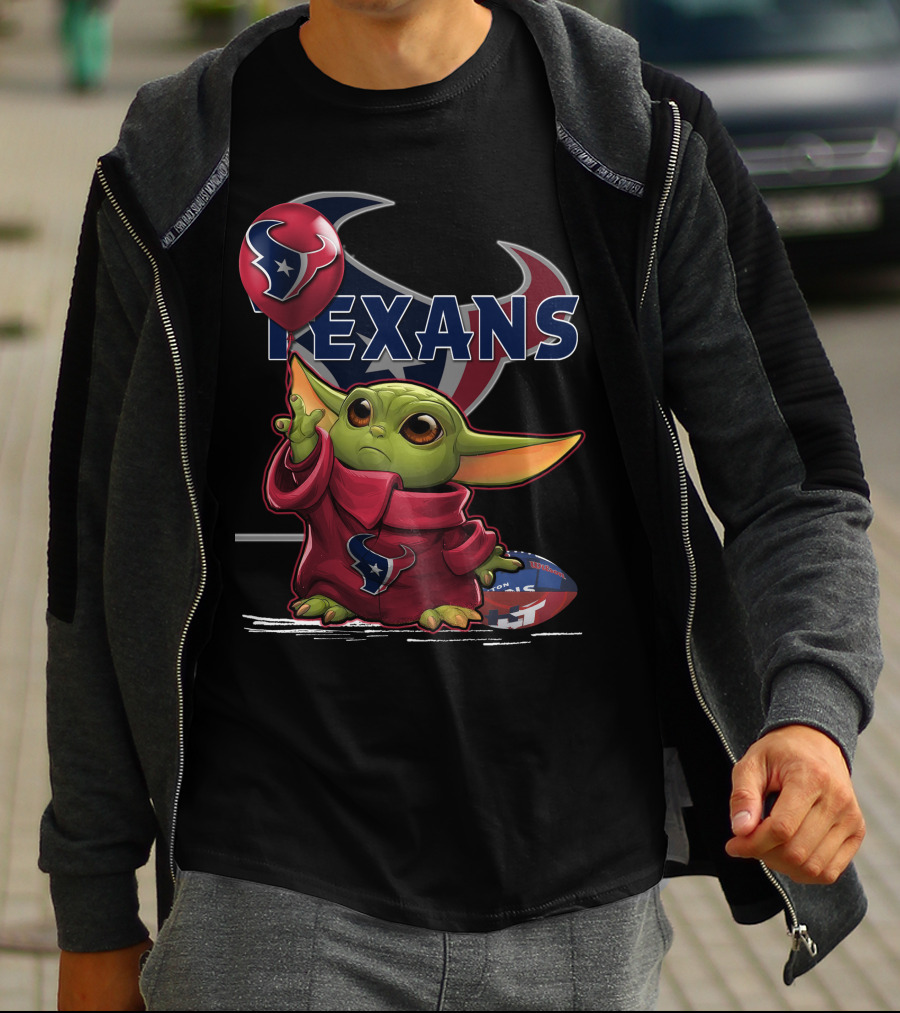 Yoda Houston Texans Balloon Football T-Shirt