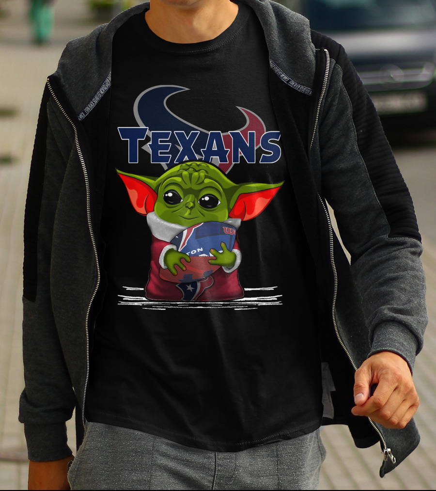 Houston Texans Yoda Holding Football T-Shirt