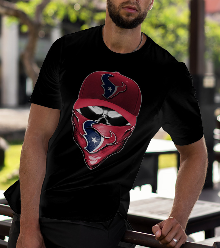 Houston Texans Skull Face Cap Bandana T-Shirt