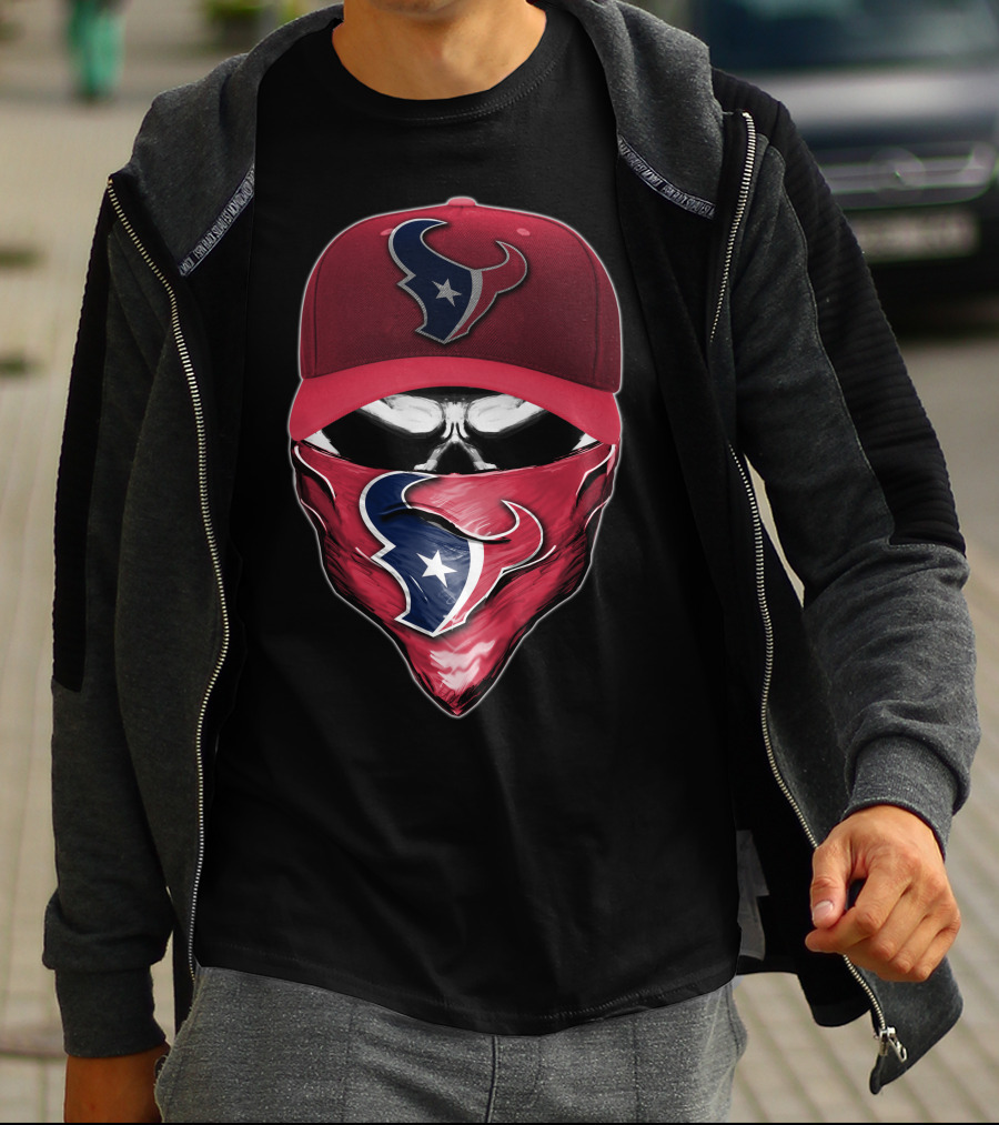 Houston Texans Skull Face Cap Bandana T-Shirt