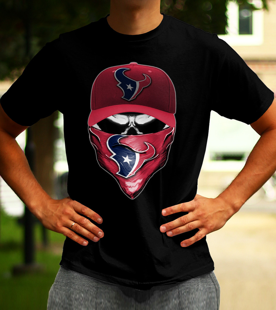 Houston Texans Skull Face Cap Bandana T-Shirt