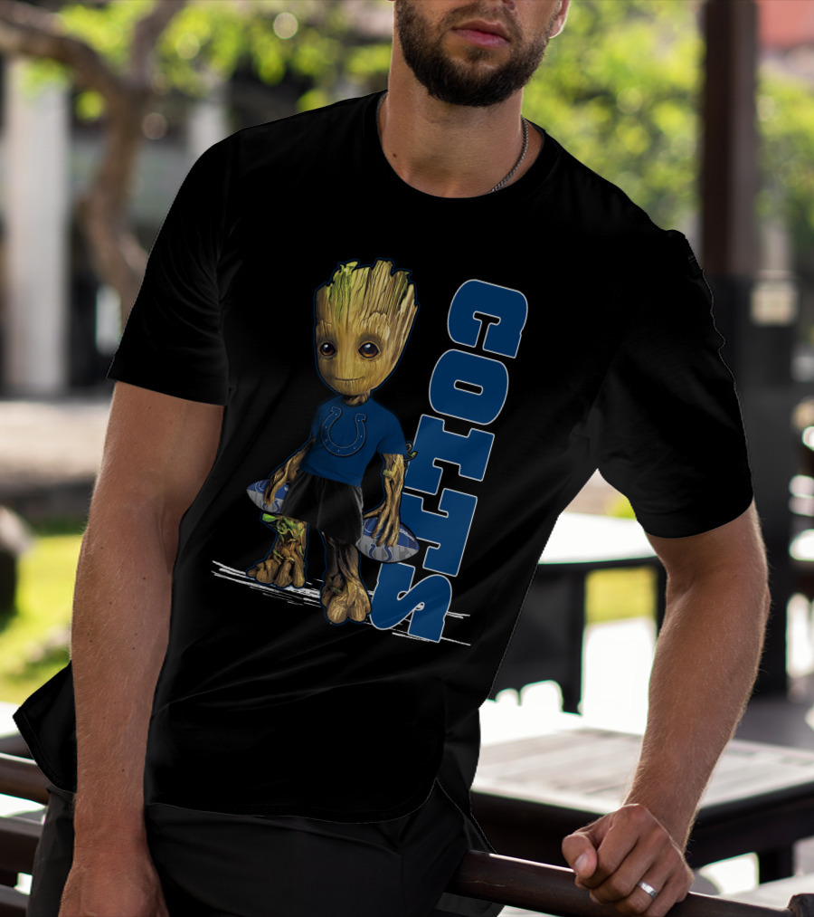 Groot Colts Football Fan With Indianapolis Colts T-Shirt