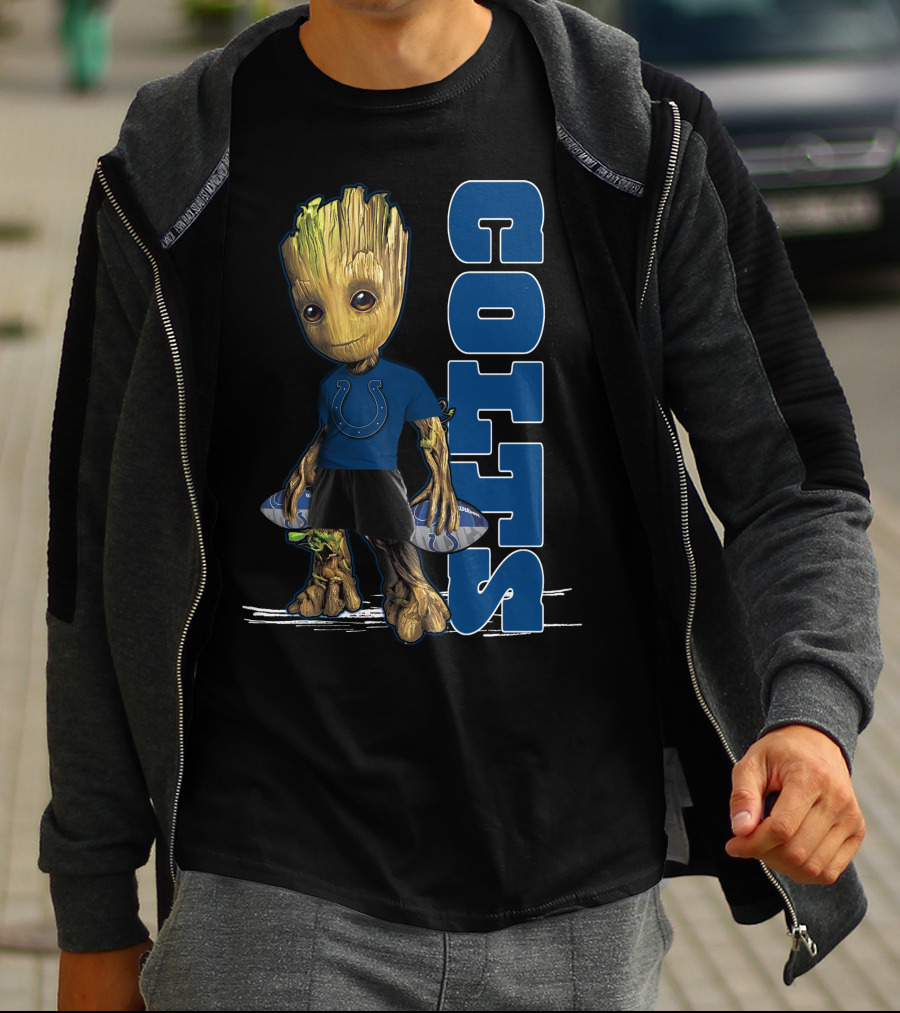 Groot Colts Football Fan With Indianapolis Colts T-Shirt