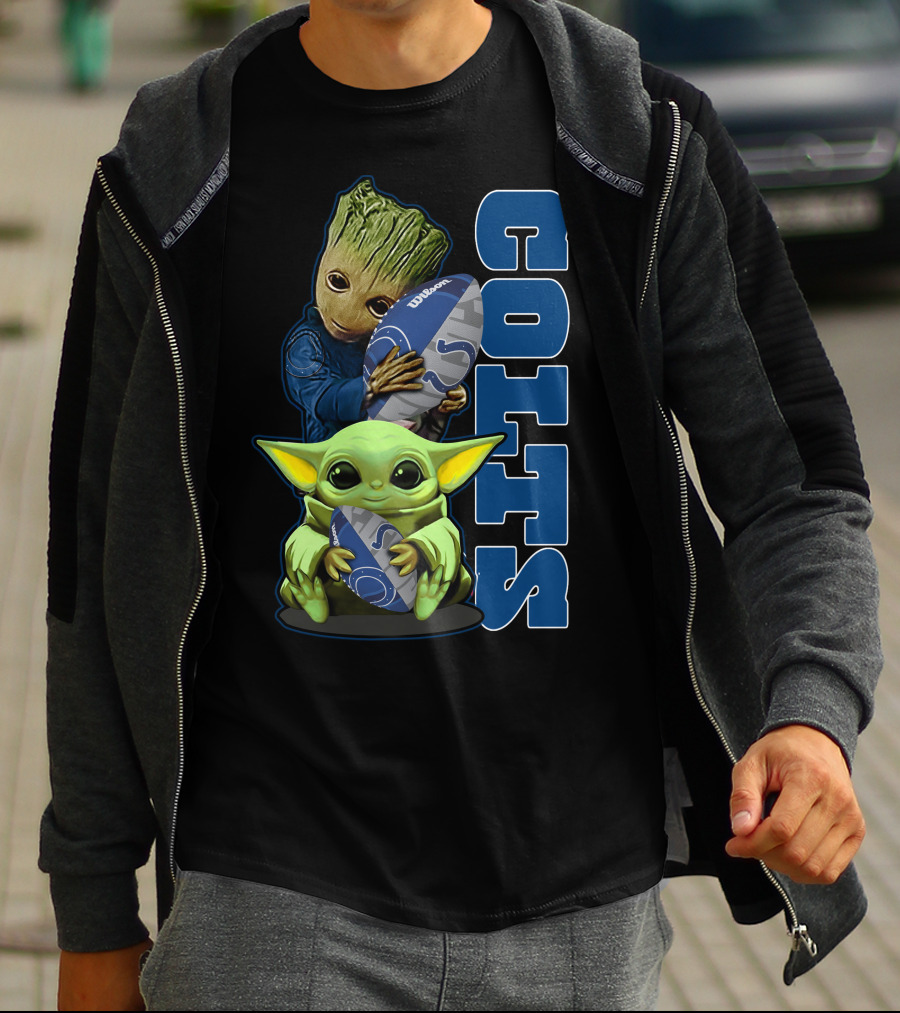 Grzd Indianapolis Colts Football Groot Baby Yoda T-Shirt