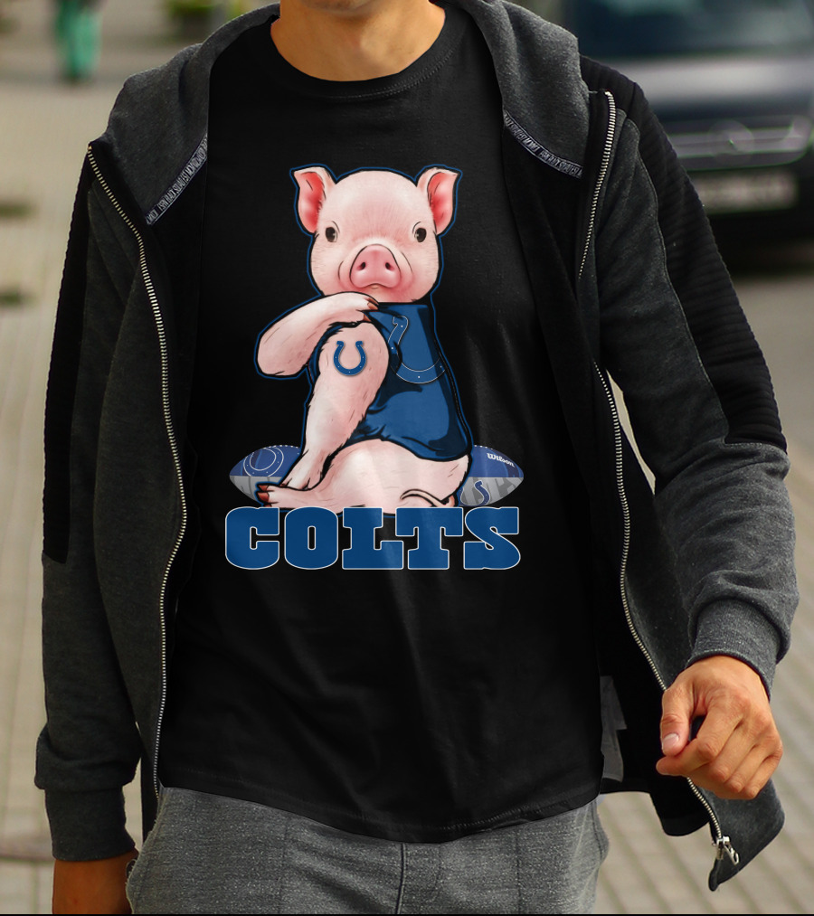 Pig With Indianapolis Colts Logo And Jersey T-Shirt