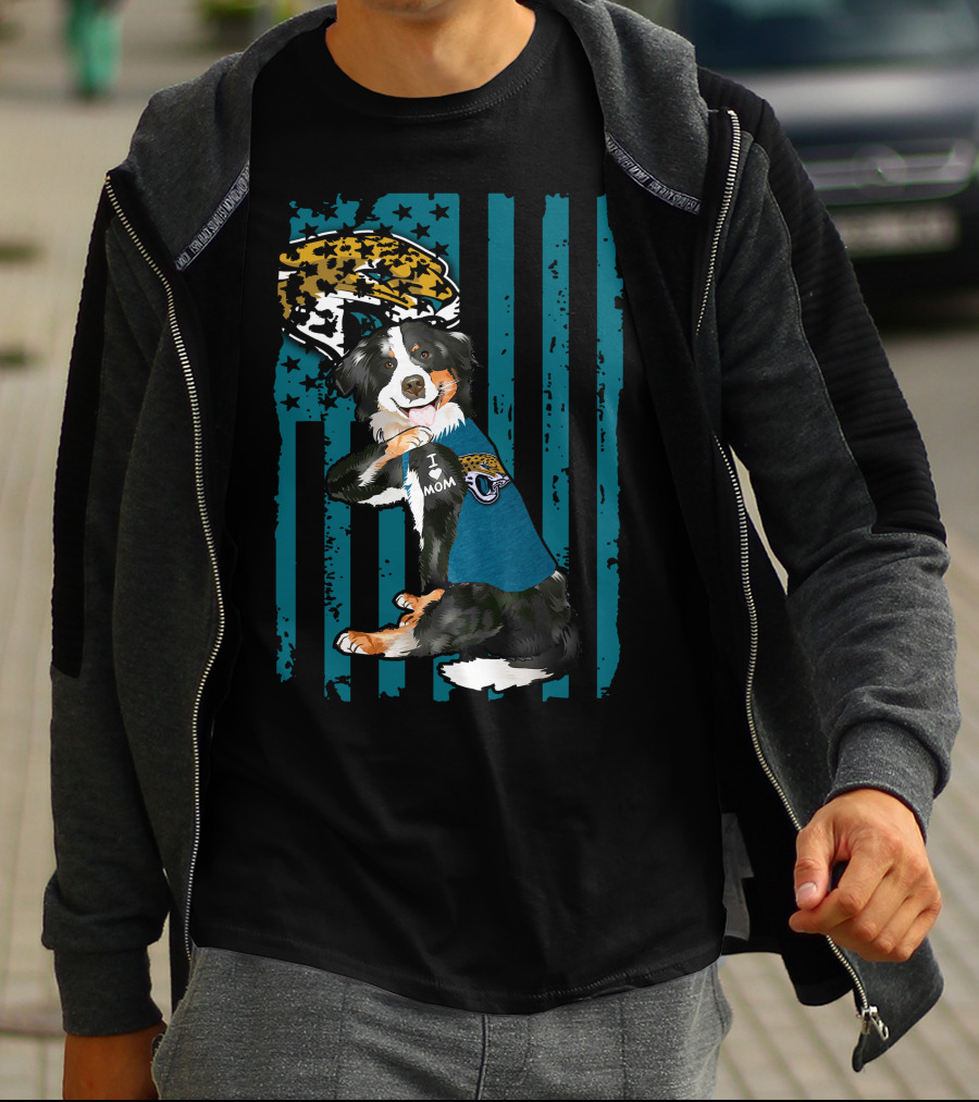 Border Collie I Mom Jacksonville Jaguars Flag T-Shirt