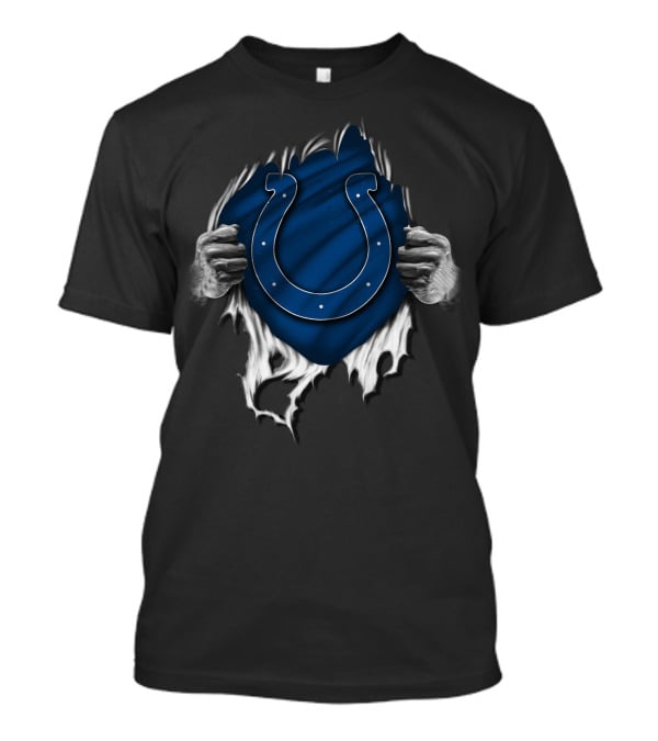 Ripped Indianapolis Colts Logo Blue And White T-Shirt