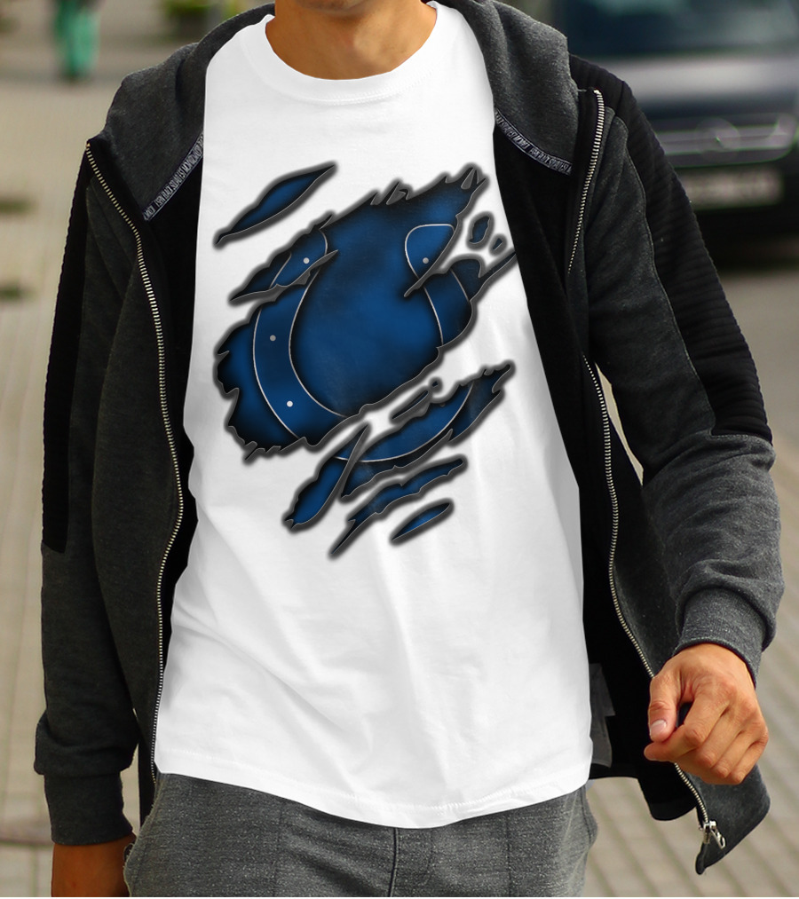 Torn Blue Horseshoe Indianapolis Colts T-Shirt