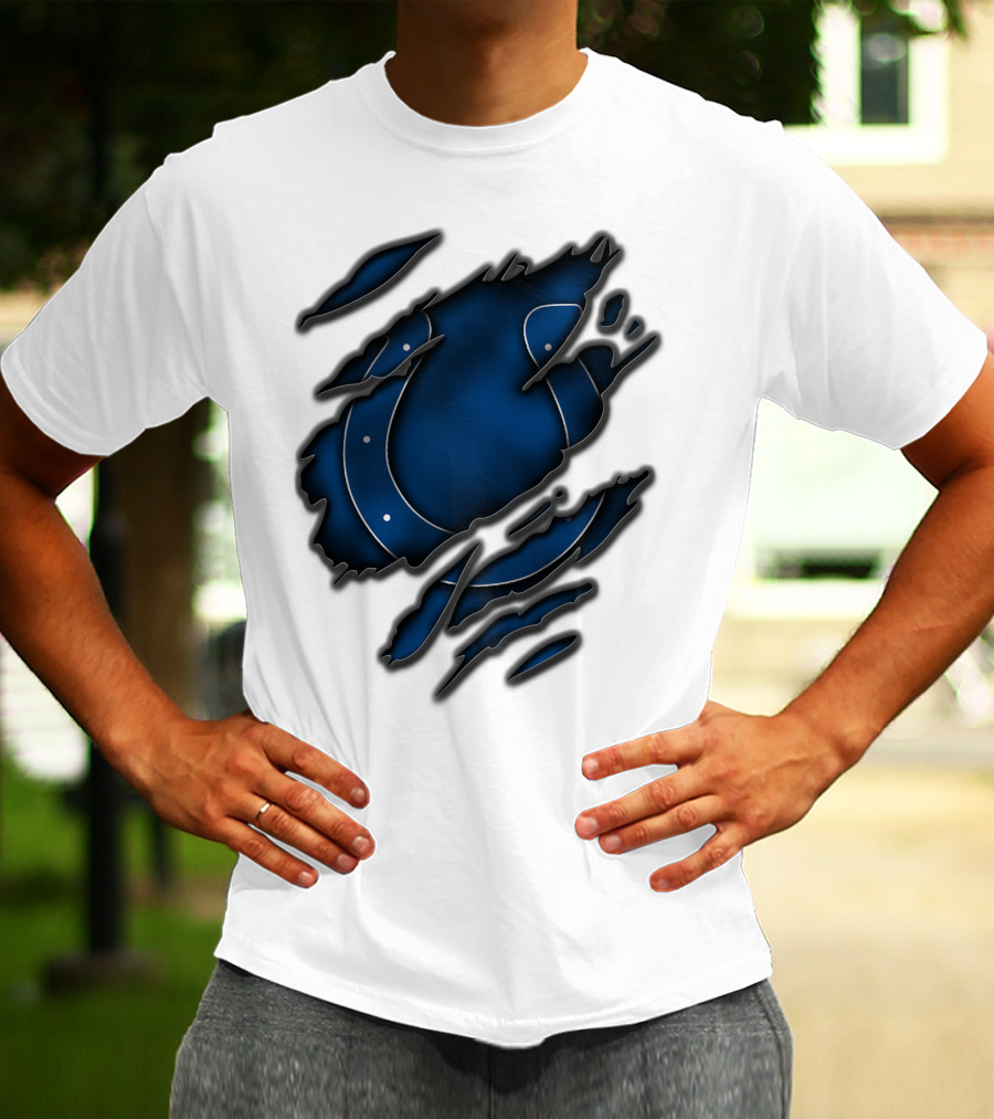 Torn Blue Horseshoe Indianapolis Colts T-Shirt