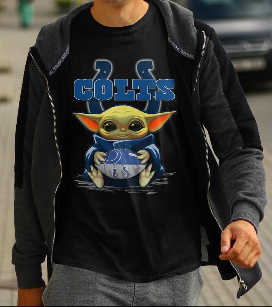 Colts Baby Yoda Football Fan Indianapolis Team T-Shirt