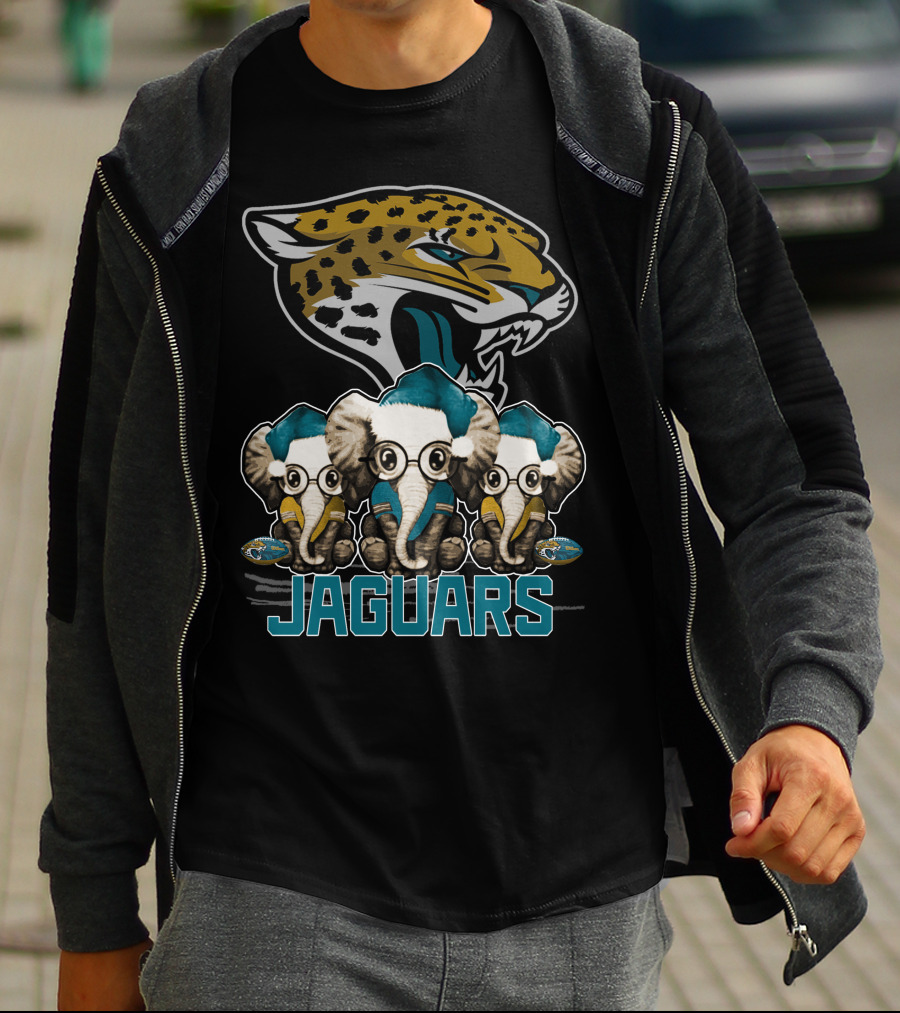 Jaguars Elephant Trio Xmas Jacksonville Jaguars T-Shirt