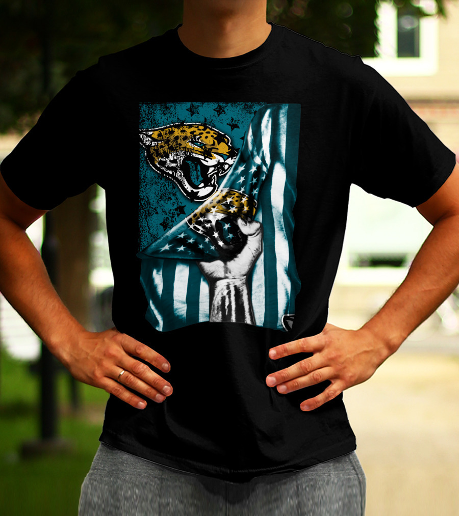 Jacksonville Jaguars Flag With Bold Jaguar Logo And Teal Stripes T-Shirt