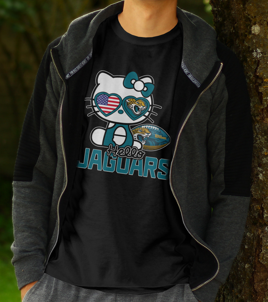 Hello Kitty Jacksonville Jaguars American Flag Football Wilson Ball T-Shirt