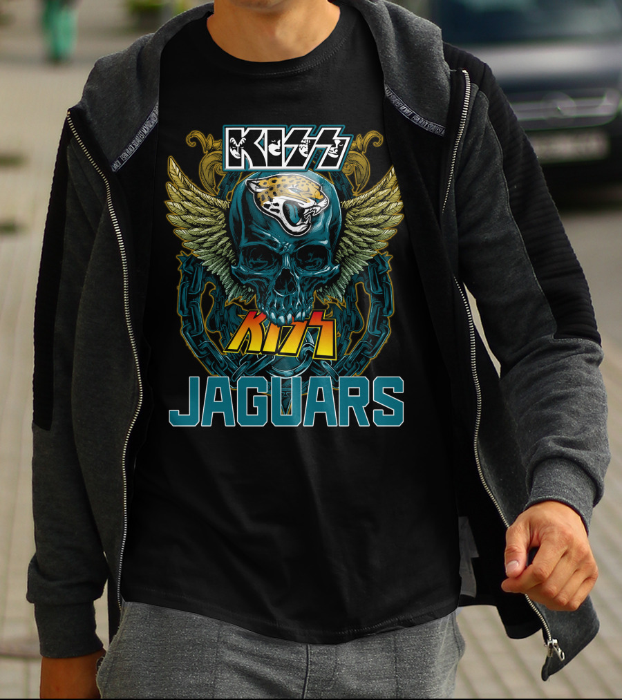 Kiss Jacksonville Jaguars Skull Wings T-Shirt