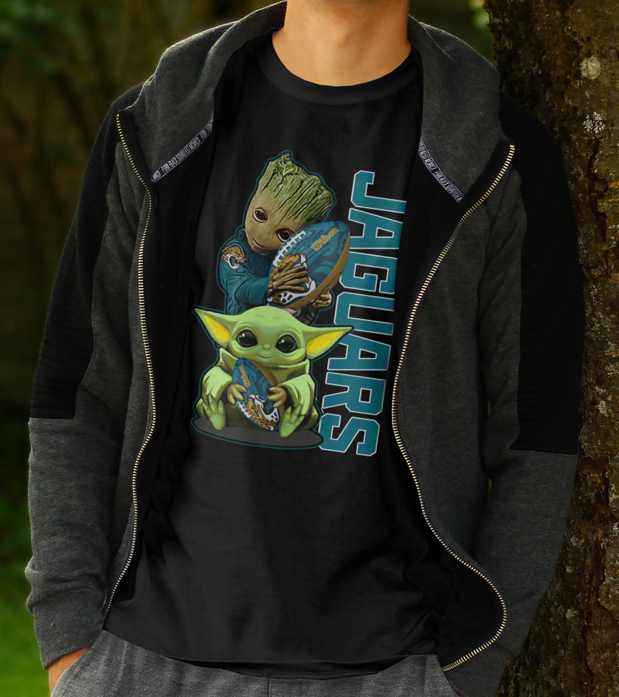 Grzd Jacksonville Jaguars Groot Baby Yoda Football T-Shirt