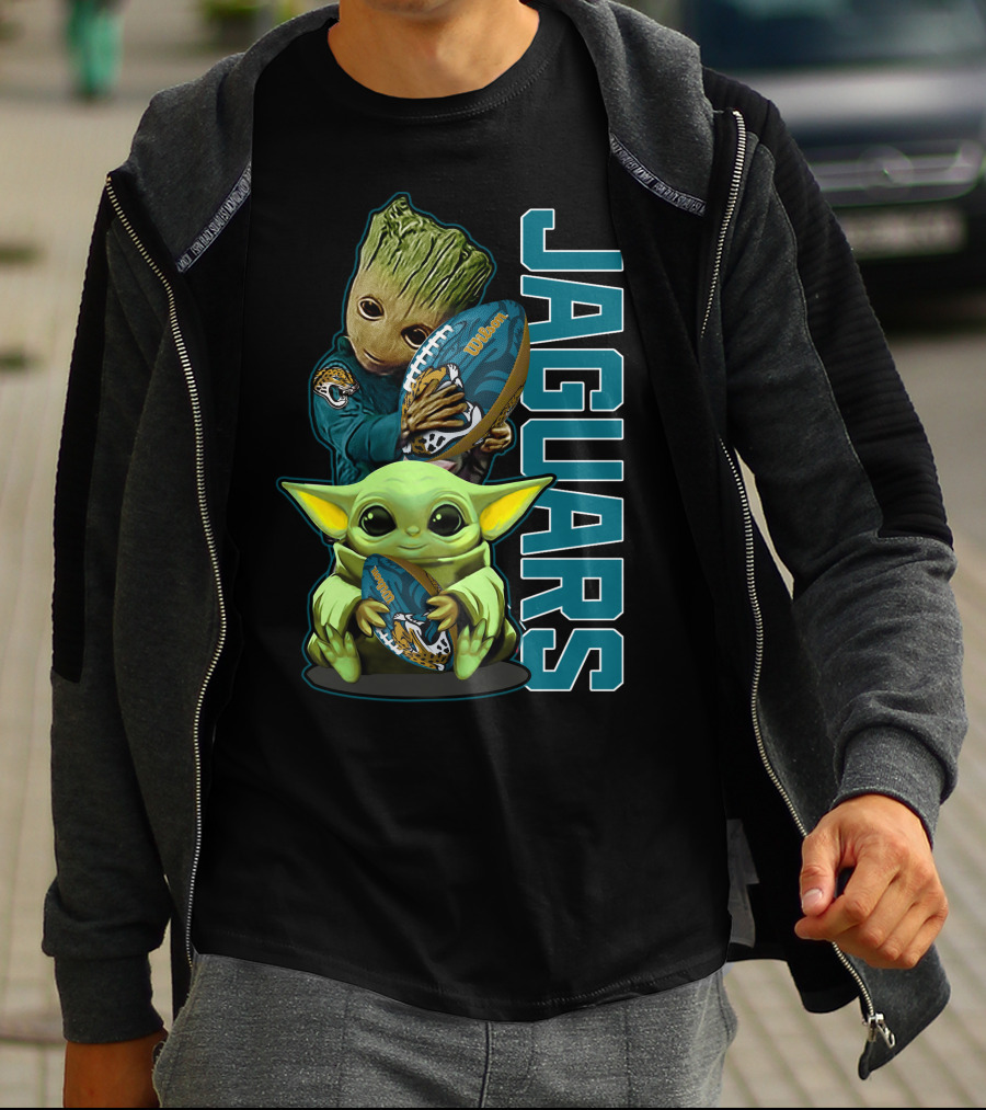 Grzd Jacksonville Jaguars Groot Baby Yoda Football T-Shirt