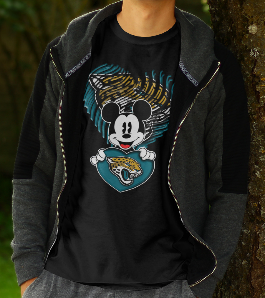 Mickey Mouse Jacksonville Jaguars Football Team Heart T-Shirt
