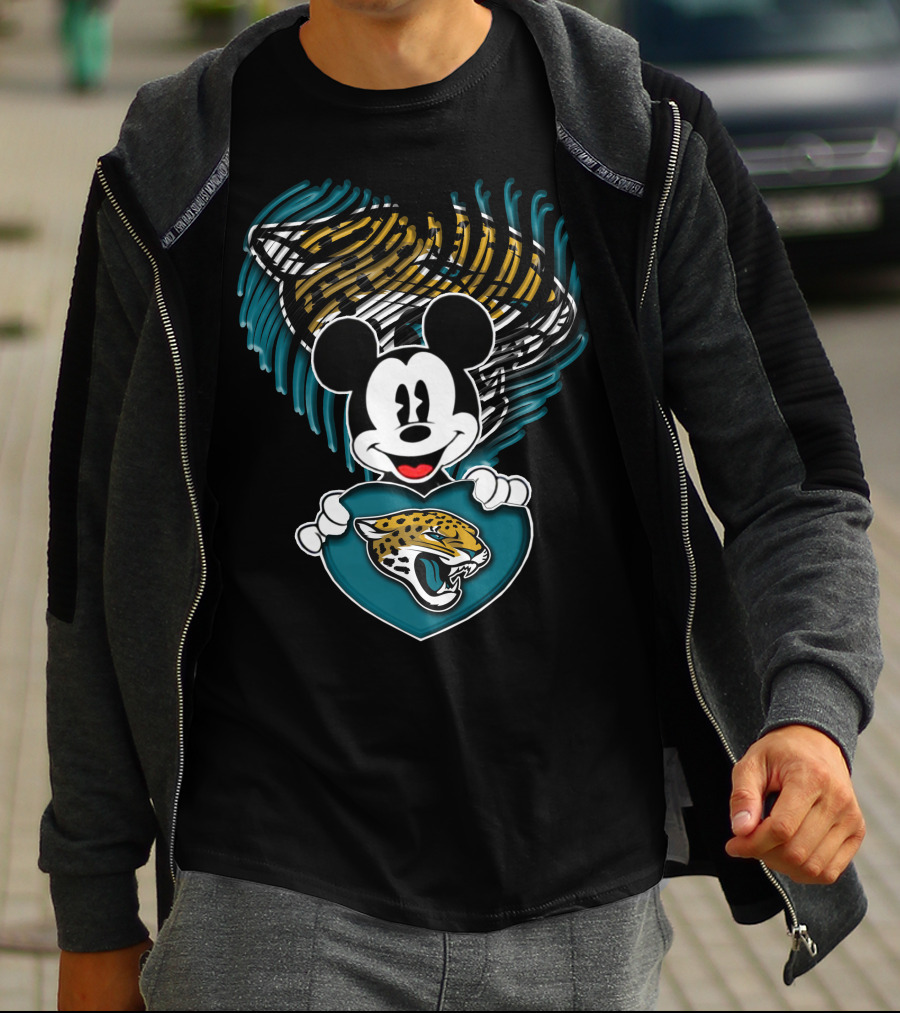 Mickey Mouse Jacksonville Jaguars Football Team Heart T-Shirt